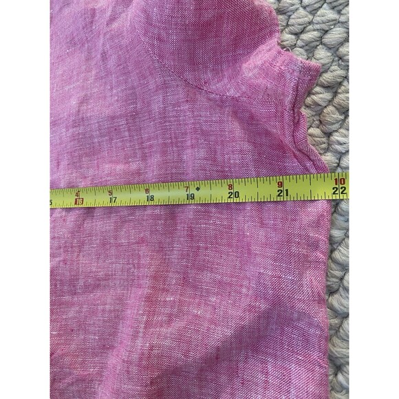 C&C California Womens Top Blouse Large Linen Red Wood Buttons - Picture 5 of 6